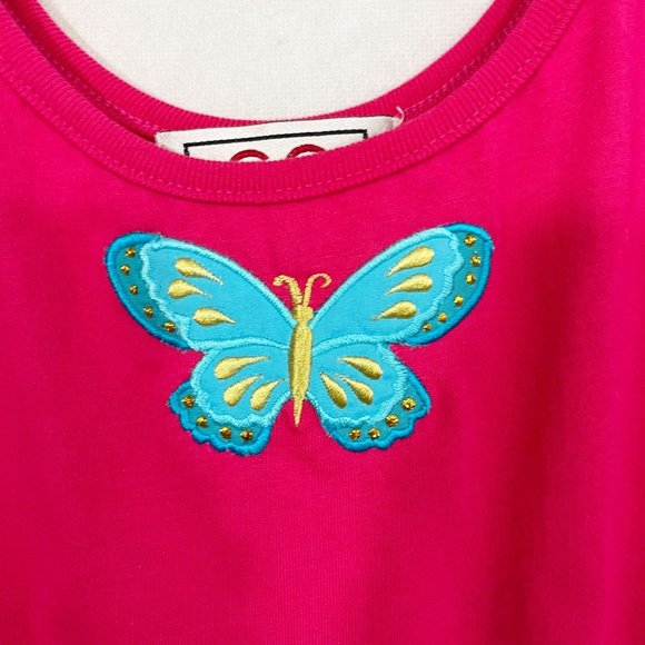 Vintage Y2K 90s Pink & Blue Butterfly Scoop Neck Tank Top Fairy - Size Medium - Picture 3 of 4